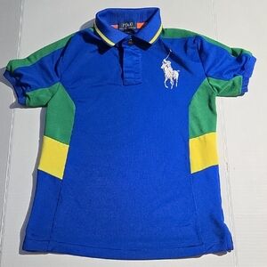 Polo by Ralph Lauren Royal Blue Green and Yellow Panels Kids Sz 8 Great Conditio